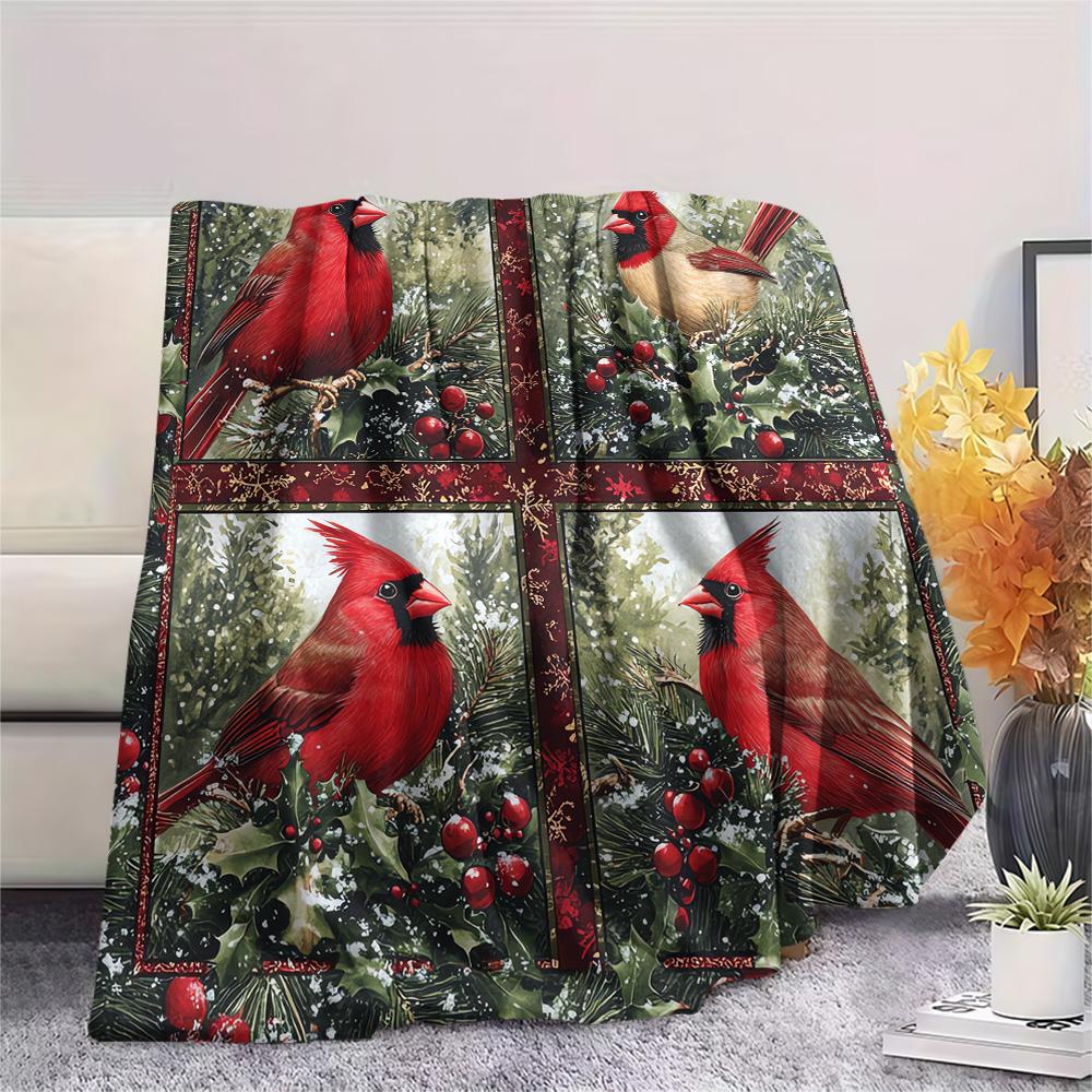 Bird Print Flannel Blanket, High Quality Comfortable for All Seasons, Home Decor, Warmth and Comfort, Perfect for Christmas Gifts