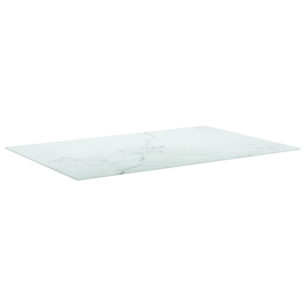 Vidaxl Blat Stołu, Biały, 100X62 Cm, 8 Mm, Szkło Ze Wzorem Marmuru