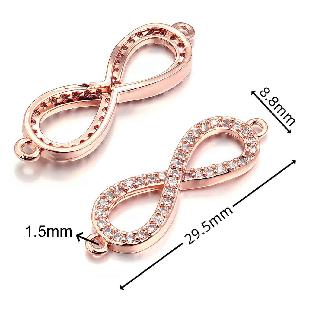 Brass Inlaid Zircon Rhinestone Infinity Charms Connectors for Bracelet Necklace DIY Jewelry Making Findings Crafts Accessories