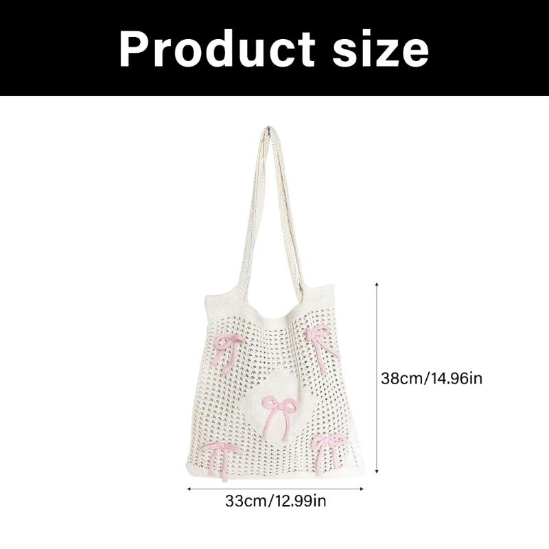 Crochet Toted Bag,Mesh Beach Bag Knit Summer Hoboes Bag Vacation Bohemian Toted Bag for Women Casual Shoulder Handbags