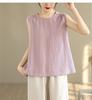Sleeveless Plus Loose Perfect for [SDSXZWG] Women's T-Shirt, Cotton-Linen, Sizes, Office/Business, Elegant, Casual, Fit, Lightweight, Natural,