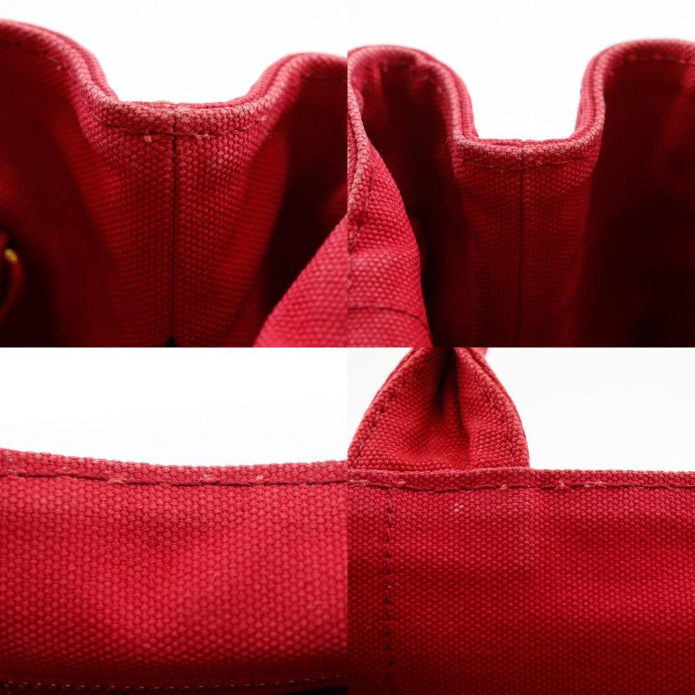 PRADA Canapa Tote Mini Handbag 2WAYShoulder Red canvas Women Used