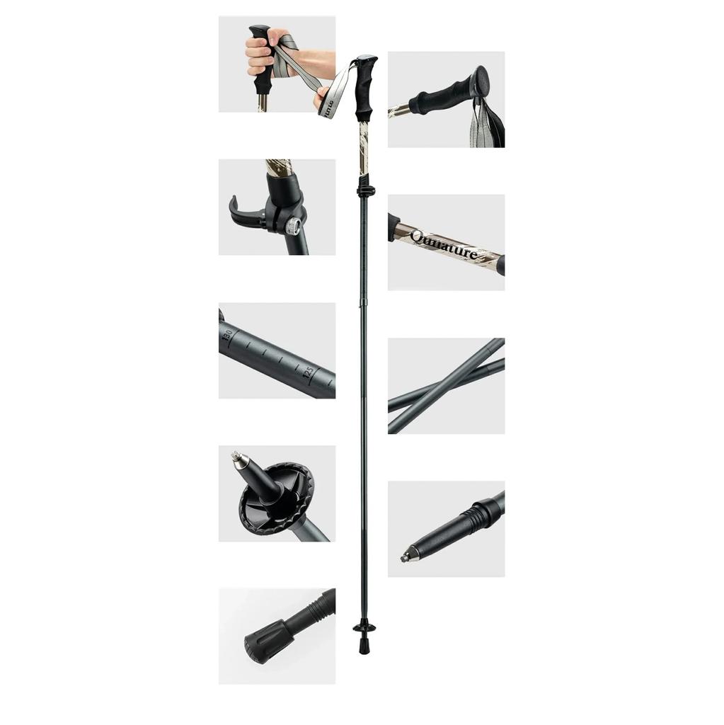 Nordic Walking Stick, Aluminum Trekking Pole, 110 - 130 Cm, Brown - 1 Pc.