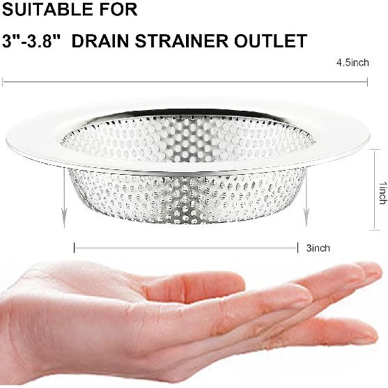 Kitchen Sink Strainer Stainless Steel, LASSHSWA Kitchen Sink Drain Strainer, Sink Strainers for Kitchen Sinks with Large Wide Rim 4.5" Diameter (2