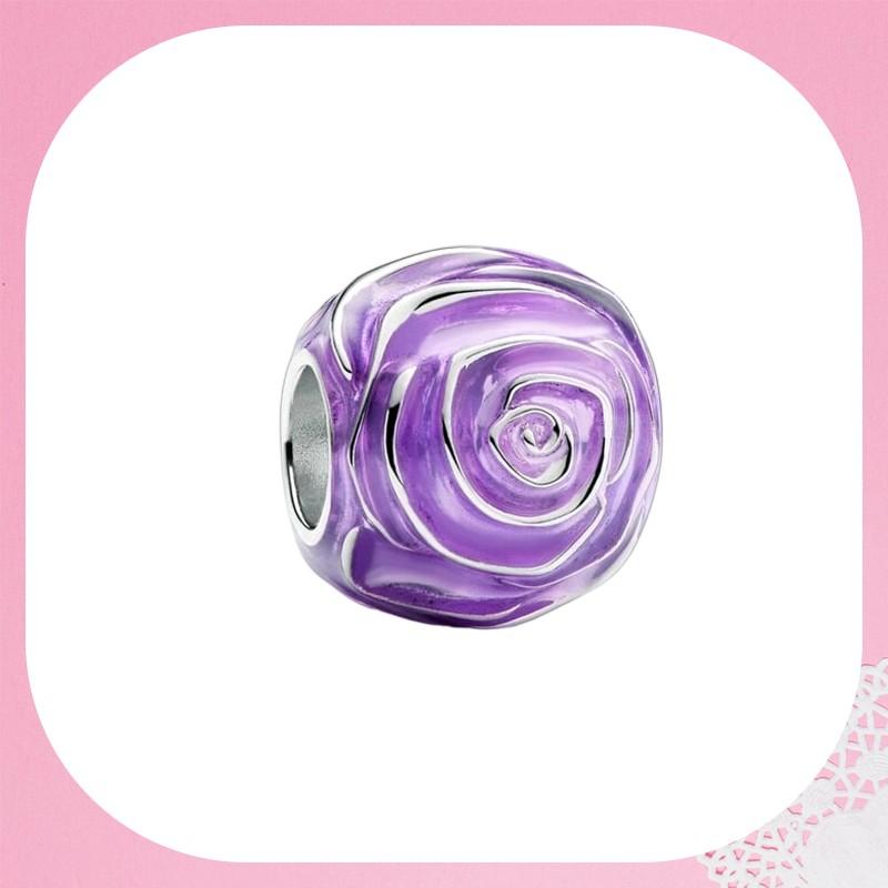 Sparkling Rose In Bloom Series Charm Bead Purple Pink Rose In Bloom Fit Original Bracelets Accessories Diy Jewelry Gift