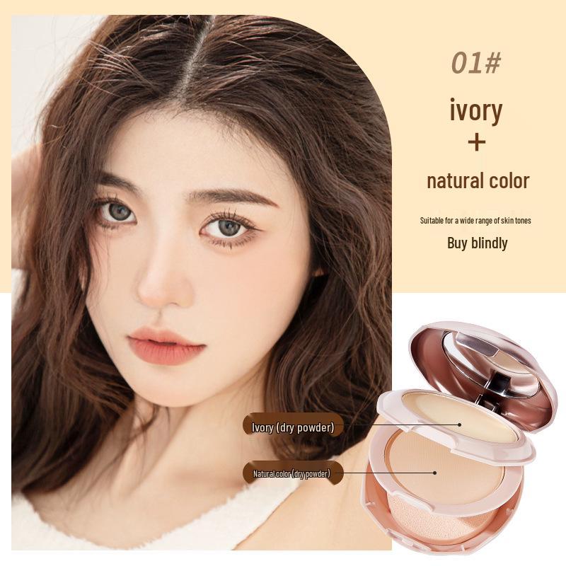 Matte Finish Soft-Focus Pressed Powder: Waterproof, Long-Lasting, Non-Caking, Oil Control, Gold Compact, Double Layer for Touch-Ups.