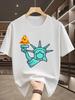 Funny Liberty Statue With Pizza Slice Print Unisexs Short Sleeve Tshirt Crew Neck Food Humor Casual Outdoor Daily Comfort Wear