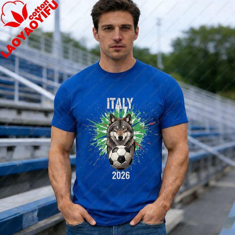 

Italiano Wolf Art Shirt Soccer Cup Men s TShirt Italy Team Fans Tee Italy Flag Football Soccer Supporter Cotton Unisex Tops S