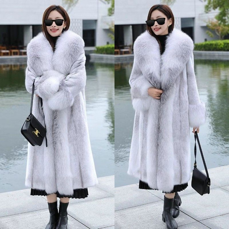 Imitation Mink Velvet Medium and Long Temperament Fur Integrated Fur Coat Thin High-end Coat Large Size