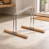 Stainless Steel Bike Stand with Wooden Base Single Wheel Cycle Parking Antigrip