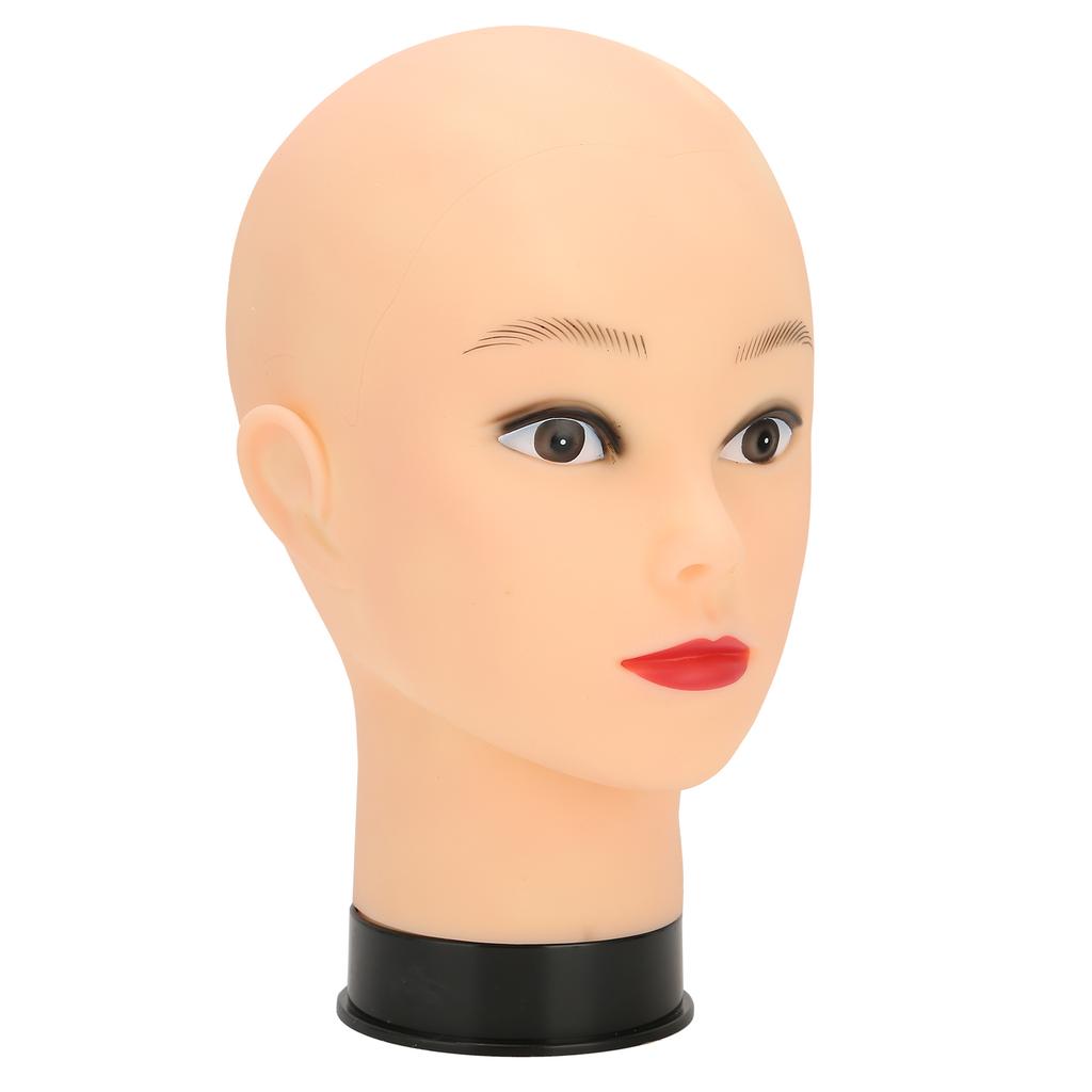 Testa di manichino calvo, pratica di trucco, cappello, parrucca, testa di manichino (Base nera)con il trucco