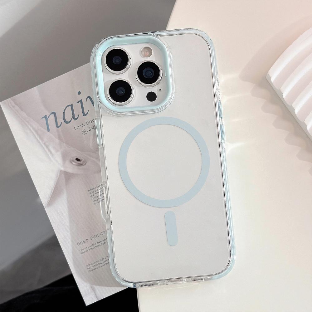 Solid Color Magnetic 17Promax Premium IPhone Case, Compatible with 16 and 13 Models, Drop-proof Frame, Soft, Transparent, High Quality