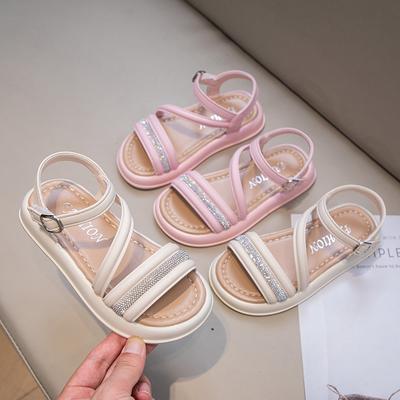 Girls Sandals 2025 Summer New Little Girl Open-toed Beach Shoes Korean Version Simple Student Princess Sandals Versatile