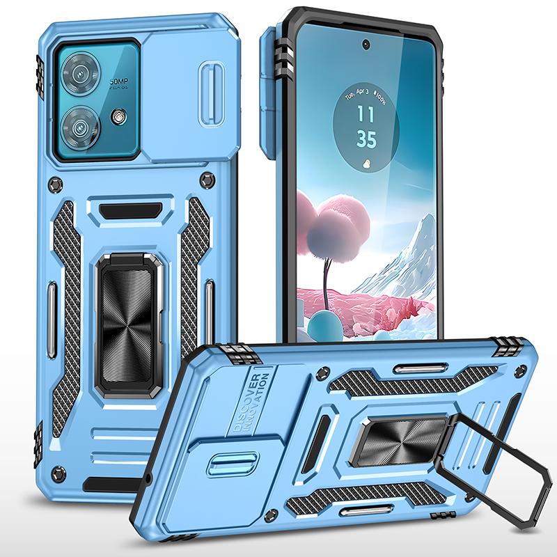 Armor Series For Motorola Edge 40 Neo 5G Case PC+TPU Phone Cover with Kickstand/Lens Shield
