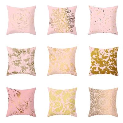 45X45CM Pink Gold Abstract Geometric Pillowcase Sofa Office Seat Car Cushion Cover Home Decoration  Wholesale