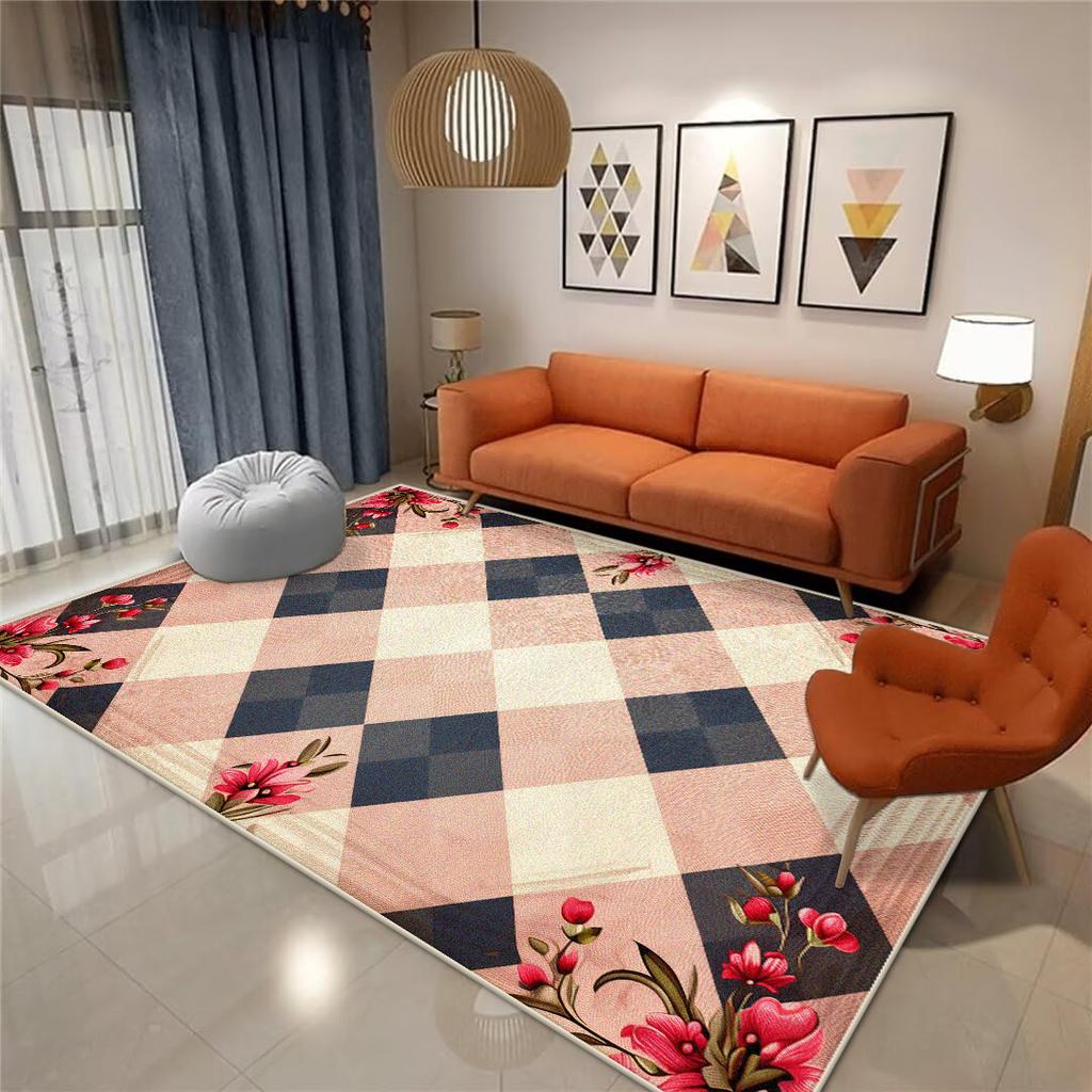 Nordic Style Geometric Rugs Modern Aesthetics Decoration Home Carpet Luxury Green Bedroom Non-slip Washable Mat Living Room