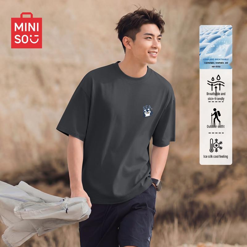 MINISO Men's Cooling Ice Silk Breathable Short Sleeve T-Shirt