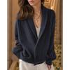 Women S Vintage Lapel Solid Long Sleeve Knit Cardigan Casual Loose Sweater Coat