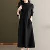 Solid-color Knitted Dress for Women In Autumn and Winter Knee-length Sweater Dress Loose Mid-length Sweater