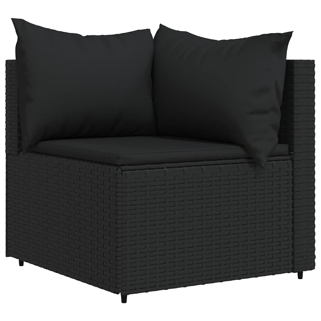 Vidaxl Corner Sofa Modules With Cushions, 2 Pcs, Black, Poly Rattan