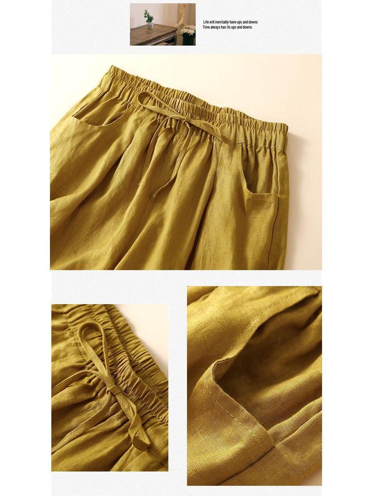 Women's Retro Lace Cotton Shorts: Summer Casual, Slim Fit, Loose Straight-Leg