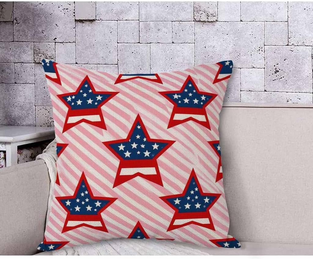 American Flag Star Pillow Cover Patriotic USA Theme Cushion Case Th of July Home Decor Red White Blue Striped Throw Pillow