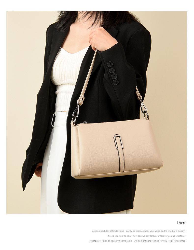 2026 Women's Versatile Crossbody Bag: Multi-layer, Large Capacity, Soft Leather, Small Square Design for Underarm or Shoulder