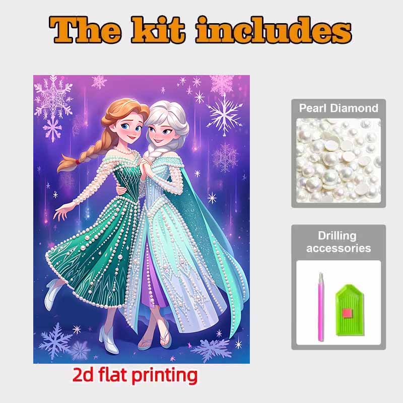 Disney Pearl Painting Frozen Portrait for Beginners and Adults, DIY Pearl Diamond Art Painting Kit for Home Wall Decor Gifts