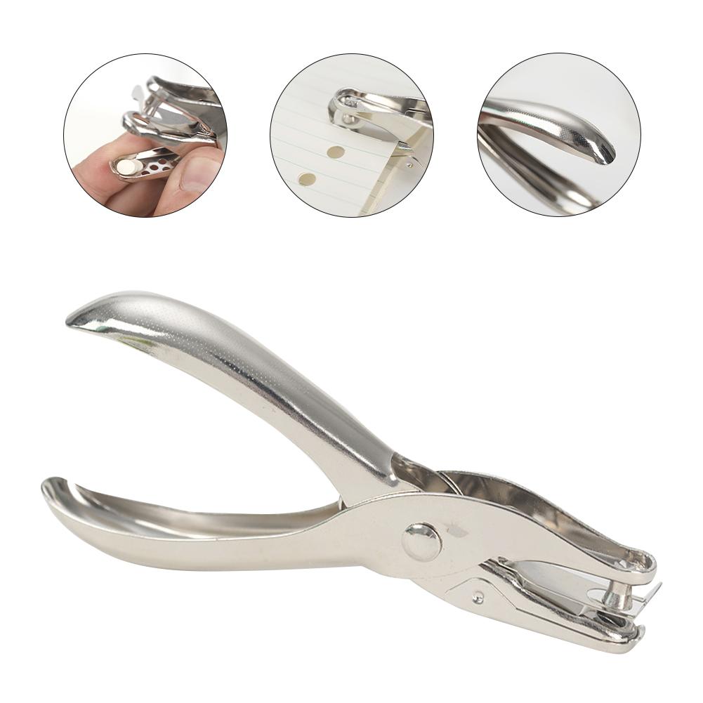 Single Hole Puncher, 1/4" And 1/8" Circle Paper Punches With Curved Handle For Home Office, Metal Handheld Hole Paper Puncher For Tag & Ticket, DIY Cr