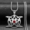 Naszyjnik z węzłem wiedźmy Wicca i księżycem dla kobiet i mężczyzn, kolor srebrny, stal nierdzewna, amulet ochronny do czarownictwa, biżuteria nudo de bruja