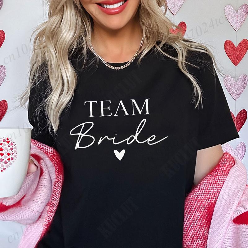 Bridal Shower Shirt for Women, Team Bride Squad Bachelorette Party Tops, Bridesmaid T-shirt, Wedding Fashion Clothes for Girls