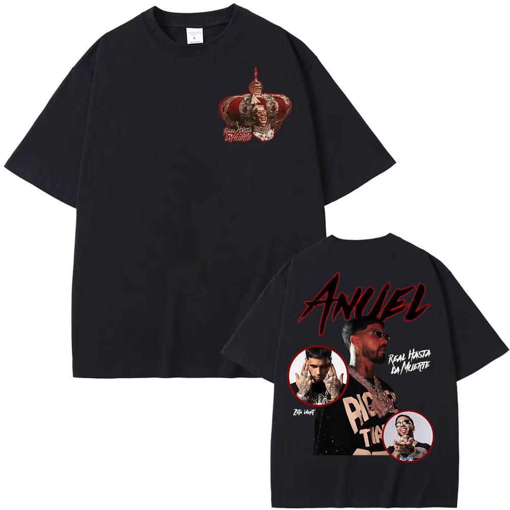 2026 New Summer Anuel AA Real Hasta La Muerte Graphic Tshirt Unisexs Retro Hiphop Pop Tshirt Loose 100 Cotton Tshirt M