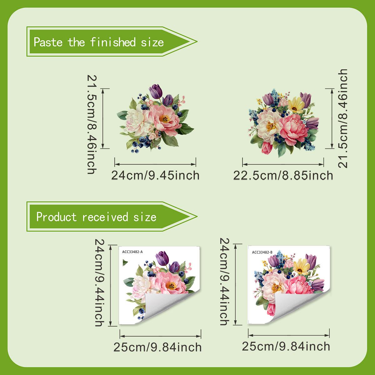 Акварельная цветочная наклейка на унитаз - Самоклеящаяся и съемная - Водонепроницаемая - Декоративная наклейка для ванной комнаты