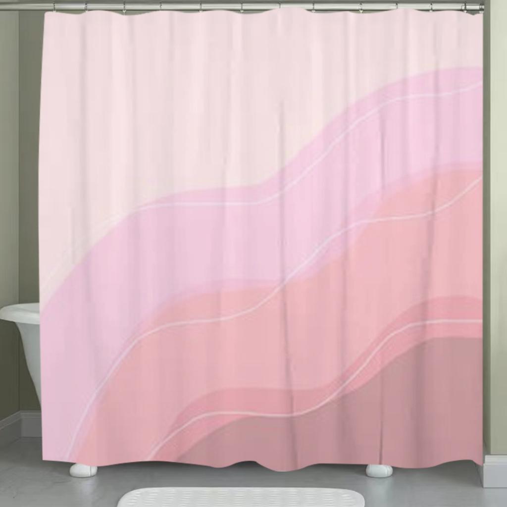 1 Piece Abstract Pink Wave Pattern High Quality Polyester Shower Curtain - Machine Washable Bathroom Decor for Modern Bathroom