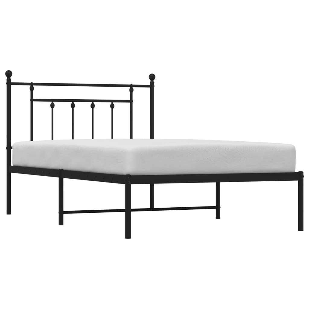 vidaXL Bettgestell mit Kopfteil Metall Schwarz 107x203 cm