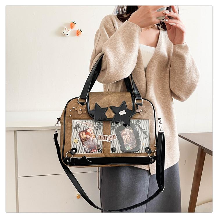 Y2K Star Itabag Lolita Transparent Pocket Crossbody Bag Women DIY Display Shoulder Handbag