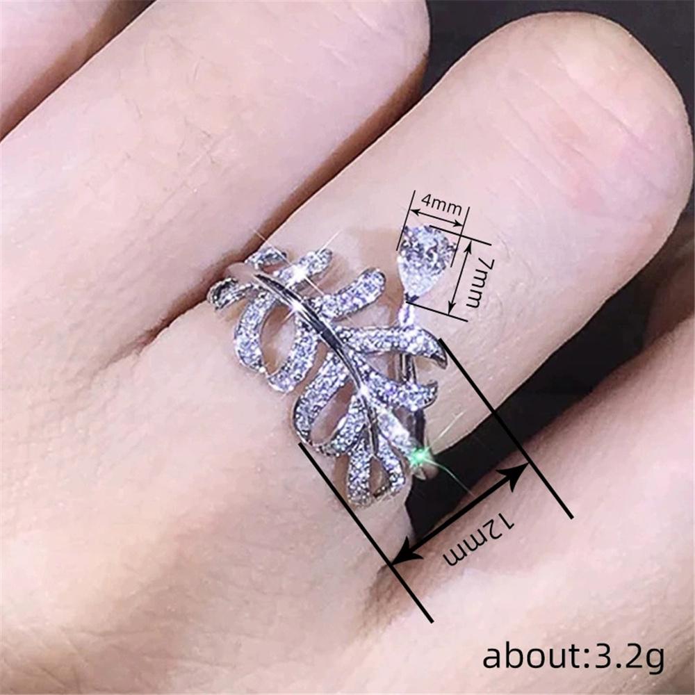 Luxury Female White Zircon Stone Silver Color Wedding  Promise Love Engagement Rings For Women