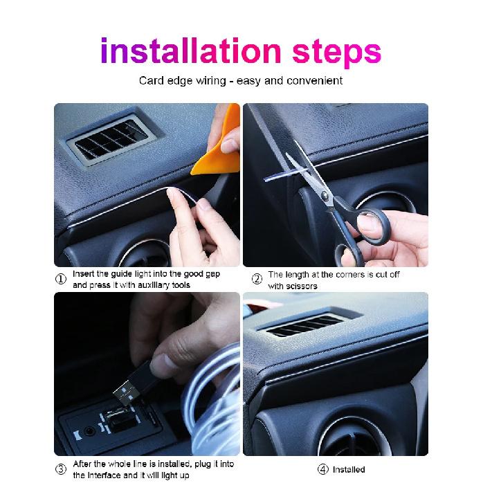 Car Ambient Light Decorative Light Bar Rgb 1/2/3/4/5M Car Interior Neon Atmosphere Auto Console Air Outlet Lamp Led Light Strips