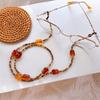 Retro Amber Crystal Glass Beads Glasses Chain Niche Design Sense Neck Chain Reading Glasses Anti-Drop Chain