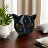 Black Cat Stone Figurine 3D Art Piece Cat Head Healing Stone Marble Texture Cat Stone Keepsake Gift Office Home Desktop Decor