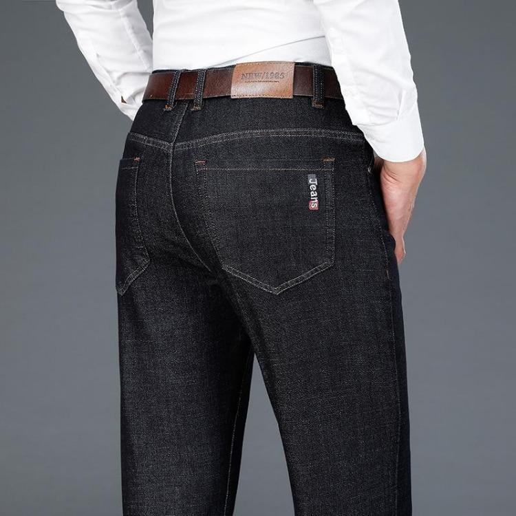High End High Waisted Straight Tube Men s Stretch Jeans Spring New Thick Pants 28