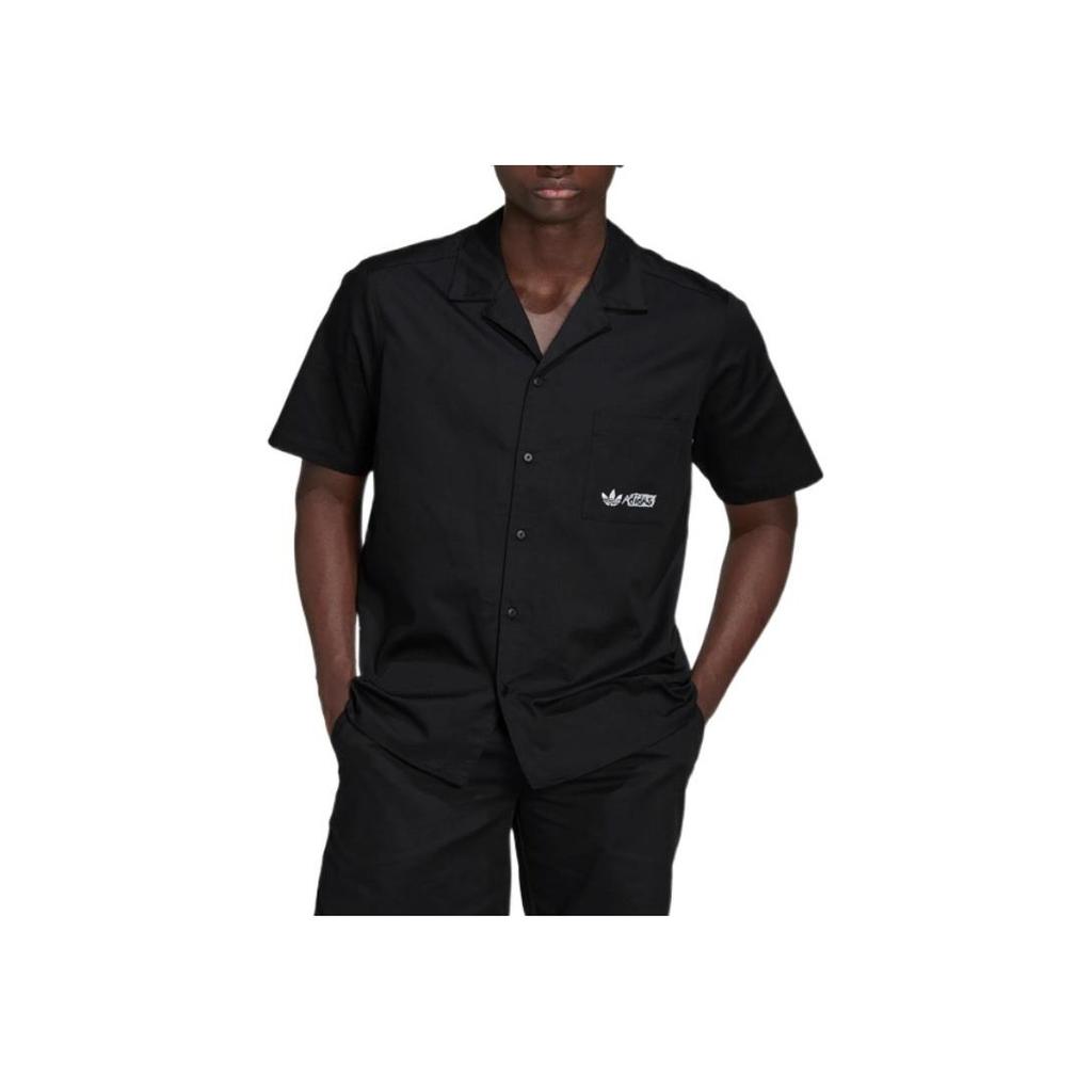 Adidas Originals Trefoil Solid Logo Sports Short Sleeve Shirt Men Tops Black HT1654