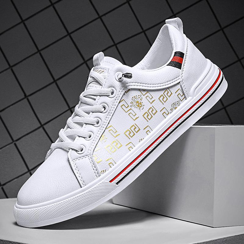 New Fashion Men Leather Casual Shoes Lightweight Breathable Flats Shoes Luxury Men's Outdoor Walking Sneakers 2025 New Men