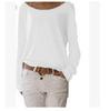 T-shirt Pull à Manches Longues pour Femme Style Doux Automne 2025 Coton Col Rond Coupe Ample