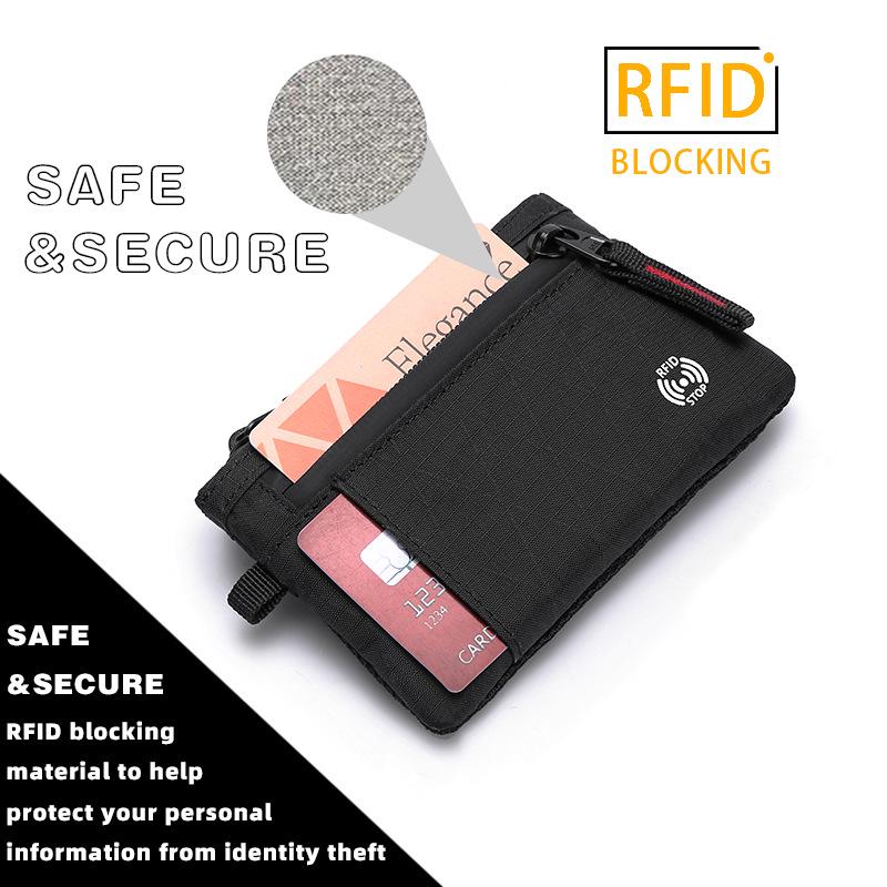 RFID Coin Purse and Anti-theft Card Holder Mini Travel Wallet with Keychain