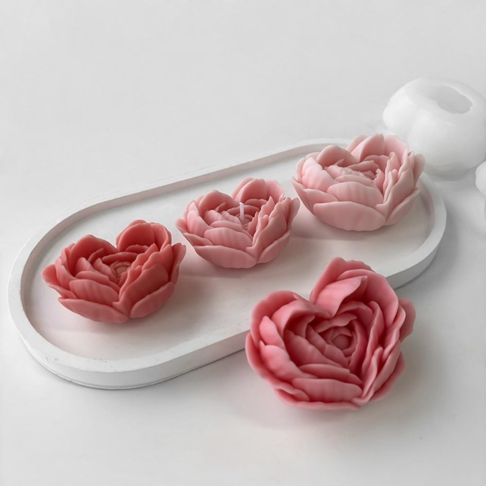 Love Flower Silicone Mold DIY Heart Shaped Rose Scented Candle Plaster Soap Resin Molds Handmade Chocolate Dessert Cake Tool