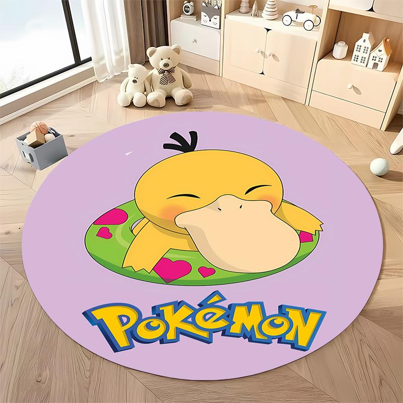 Various Styles and Sizes Pokemon Psyduck Cartoon Round Carpet Bedroom Living Room Sofa Study Desk Seat Mat Kids Room Decor Rug
