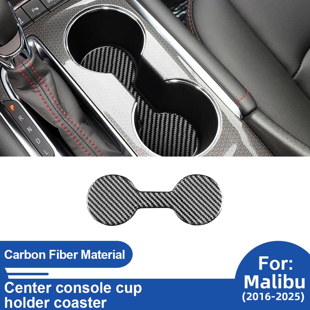 For Chevrolet Malibu 2016-2025 LHD Center Console Cup Holder Mat Black Carbon Fiber Anti Slip Pad Interior Accessories Upgrade