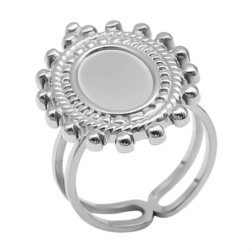 Geometria Semplice Moda Acciaio Inossidabile Anelli Aperti Per Donne Uomini Accessori Colore Argento Cuore Sole Rotondo Base Vuota Fai da Te Anillos