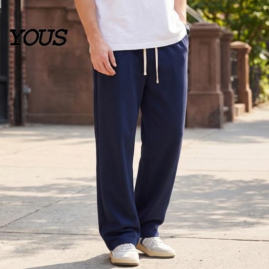 Solid Color Versatile Trousers Men Baggy Sweatpants, Loose Fit Straight Leg Trousers, Drawstring Waist Wide Cut Joggers, Athletic Pants